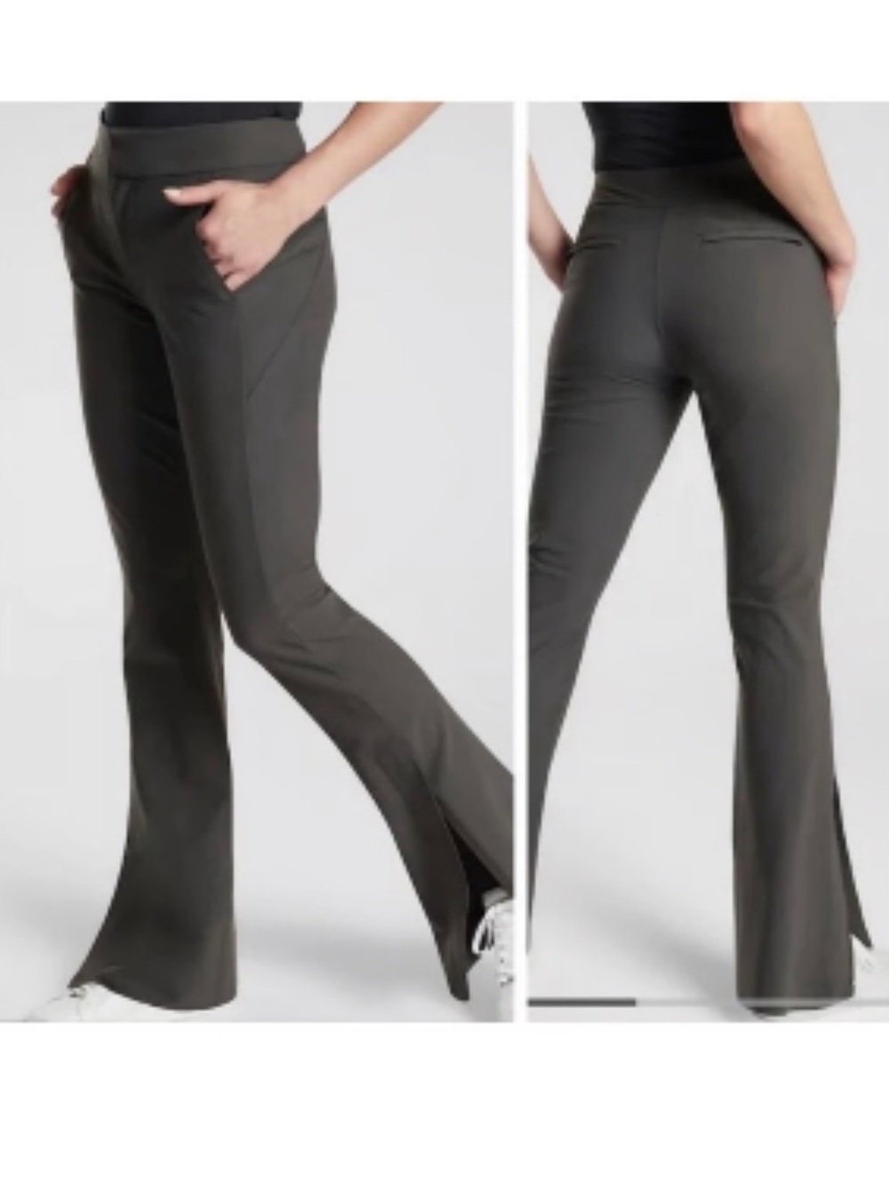 Athleta Stellar Flare Trouser Pants Size 2 NWT EuroLuxe Gray Mid Rise Flare*P2